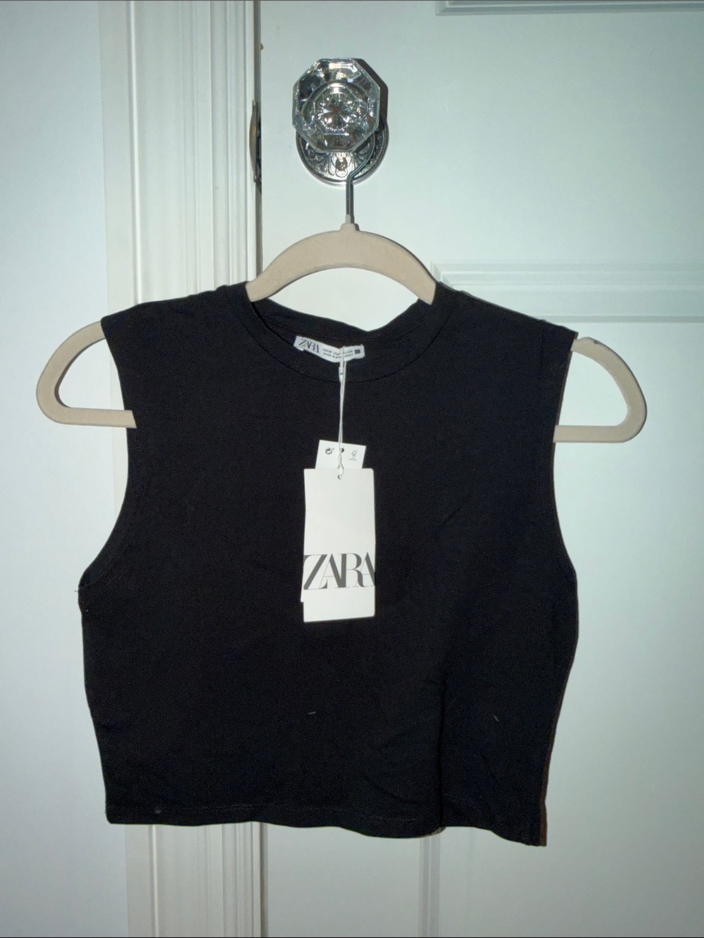 ZARA Black Sleeveless Cropped Tank